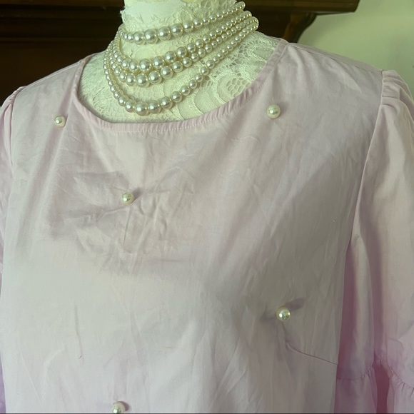 Philosophy republic clothing women’s pink cotton blouse top w/pearls size m - Picture 2 of 8